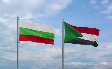 Sudan and Bulgaria flags, country relationship concept