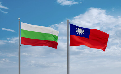 Taiwan and Bulgaria flags, country relationship concept