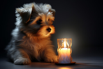 Perrito con luz de vela