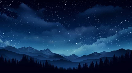 Crédence de cuisine en verre imprimé Blue nuit A dreamy, starry night sky for a celestial atmosphere