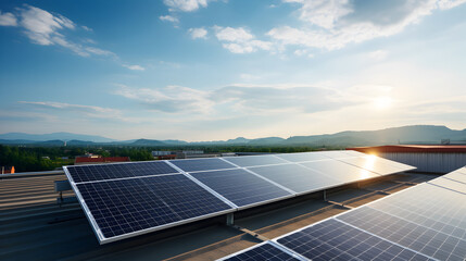 Photovoltaic solar panels capturing sunlight on a roof. A representation of clean, renewable energy and modern sustainable technology.