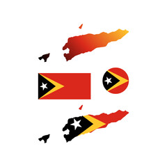 Timor Leste or East Timor national map and flag vectors set....