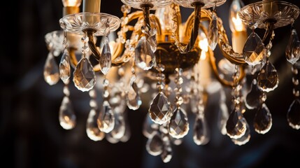 A close-up of a crystal chandelier