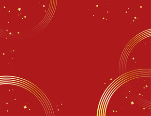 金色の円と金箔が散ったシンプルな和風の背景イラスト素材 ベクター 赤 水紋
