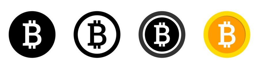 Bitcoin vector icons set. Cryptocurrency vector signs