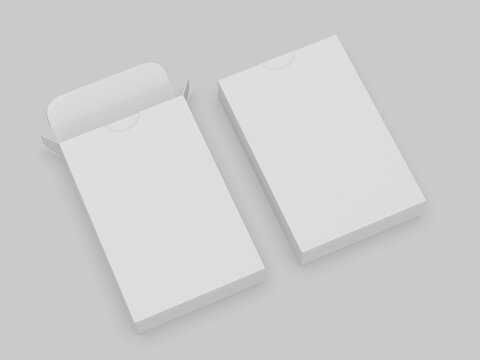 Blank playing cards box  packaging  template, 3d illustration.