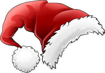 Santa Claus hat father Christmas cap cartoon corner frame design element - obrazy, fototapety, plakaty
