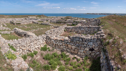Crimean peninsula, ruins of the ancient city of Chersonesus, old masonry, excavations, stone structure, ancient buildings, ancient culture