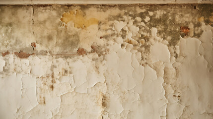 An old ceiling with cracks and mold is leaking showing