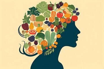Woman healthy head health nature silhouette person diet background illustration food
