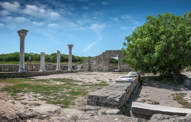 Crimean peninsula, ruins of the ancient city of Chersonesus, old masonry, excavations, stone structure, ancient buildings, ancient culture