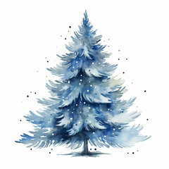 Simple watercolor illustration of a blue spruce - obrazy, fototapety, plakaty