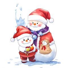 santa claus with a snowman,  ai generative 
