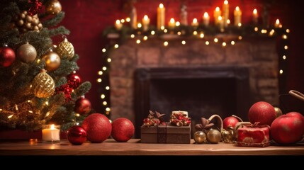 Christmas Tree with Gifts and Decorations. AI generated