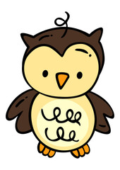 Hand drawn cartoon doodle of little owl