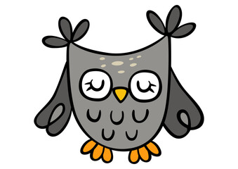 Hand drawn cartoon doodle of cute owl
