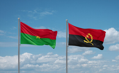 Fototapeta na wymiar Burkina Faso and Angola national flags, country relationship concept