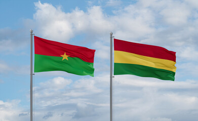 Bolivia and Burkina Faso flags, country relationship concept