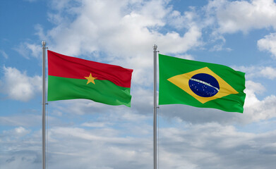 Burkina Faso and Brazil flags, country relationship concept