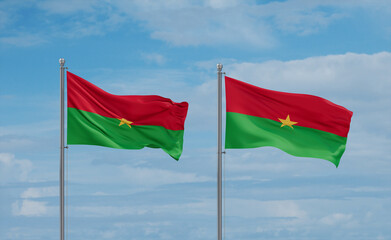 Two Burkina Faso flags, country relationship concept