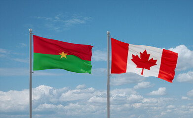 Canada and Burkina Faso flags, country relationship concept