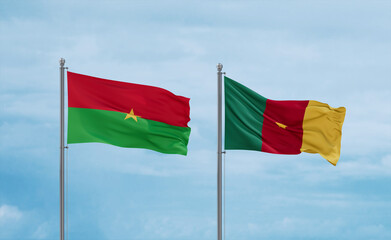 Cameroon and Burkina Faso flags, country relationship concept