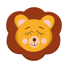 Fototapeta premium lion cute animal in flat style.