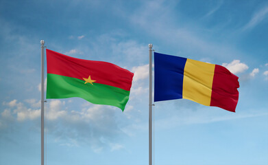 Chad and Burkina Faso flags, country relationship concept