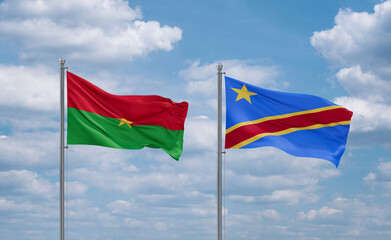 Congo and Burkina Faso flags, country relationship concept