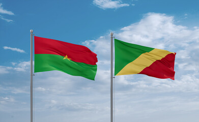 Congo and Burkina Faso flags, country relationship concept
