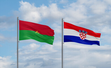 Croatia and Burkina Faso flags, country relationship concept