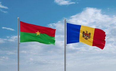 Moldova and Burkina Faso flags, country relationship concept