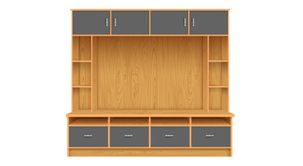 wooden showcase cabinet on the white background	
