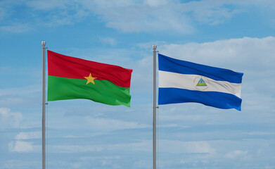 Nicaragua and Burkina Faso flags, country relationship concept