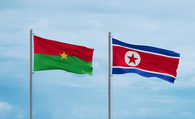 North Korea and Burkina Faso flags, country relationship concept