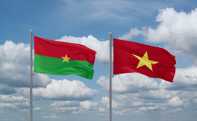 Vietnam and Burkina Faso flags, country relationship concept