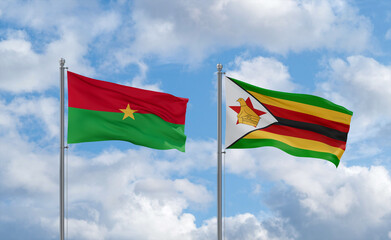 Zimbabwe and Burkina Faso flags, country relationship concept