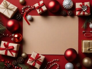 Behold a beautifully adorned Christmas gift border with copy space, a festive presentation that...