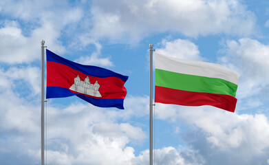 Bulgaria and Cambodia flags, country relationship concept