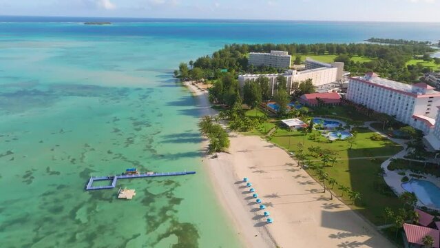 Drone view of Micro beach(Garapan, Micro beach, Managaha area in Saipan)_사이판 마이크로비치 드론뷰