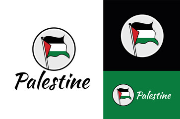 Waving Flag of Palestine vector icon Illustration Design Template Background