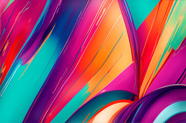 Abstract painting with waves and circles, A close-up of a colorful painting with waves and circles. The colors are vibrant and the texture is smooth