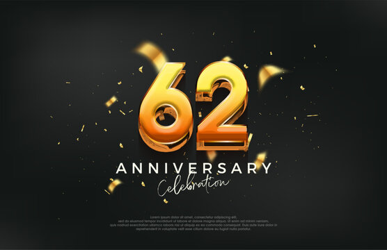 3d 62nd anniversary celebration design. with a strong and bold design. Premium vector background for greeting and celebration.