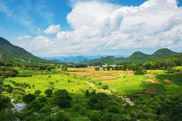 Natural beauty of villages and fields in mountainous areas of Xizang Plateau, China