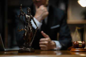 Judge gavel with Justice lawyers having team Concepts of Law and Legal services