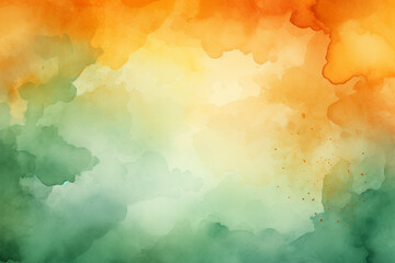 Watercolor background orange and green color beautiful