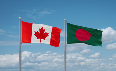 Bangladesh and Canada flags, country relationship concept