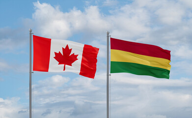 Bolivia and Canada flags, country relationship concept