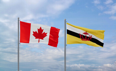 Brunei and Canada flags, country relationship concepts