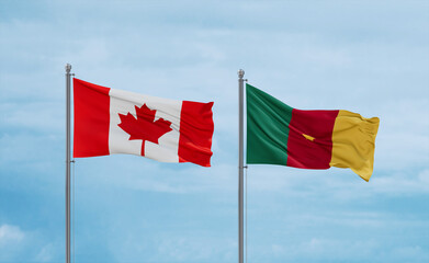 Cameroon and Canada flags, country relationship concept